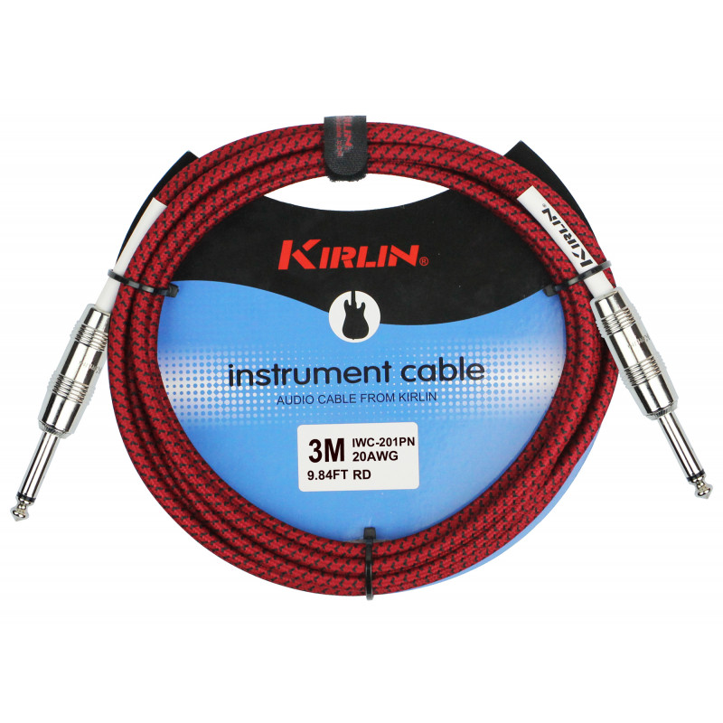 Kirlin IWC201-3RD - Cable Guitare  3m Jack Jack Rouge
