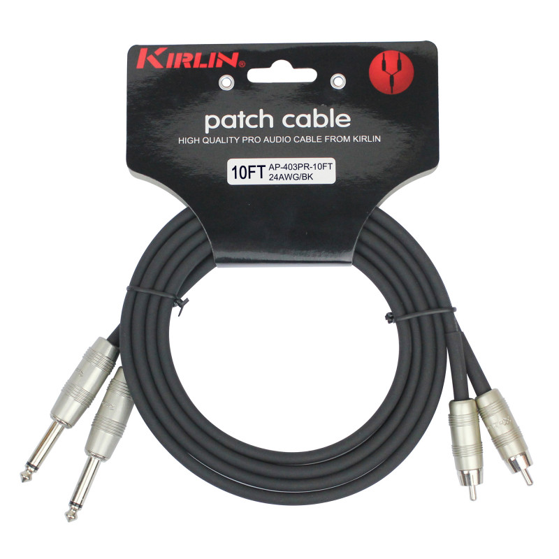 Kirlin AP403-3BK - Cable Patch  2xjack-2xjack 3m Noir