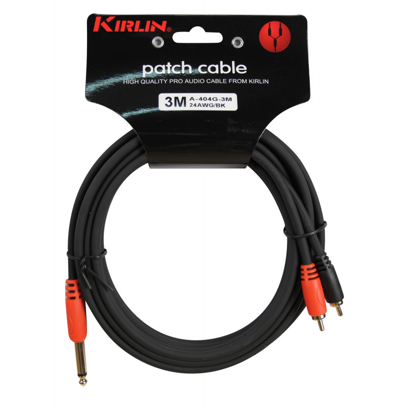 Kirlin A404-3BK - Cable Patch  2xrca-2xjack 3m Noir