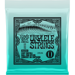 Ernie Ball 2326 - Jeu de cordes Ukulele concert/soprano nylon noir à boule 28-40