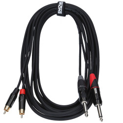 Enova CLMPLM-1 - Câble patch 2x RCA/2x Jack mono, 1 mètre, noir