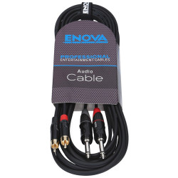 Enova CLMPLM-1 - Câble patch 2x RCA/2x Jack mono, 1 mètre, noir