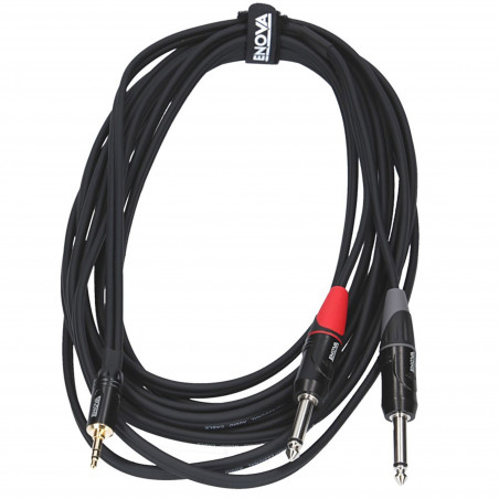 Enova PSMPLM-1 - Câble patch Mini Jack stéréo/2x Jack mono, 1 mètre, noir