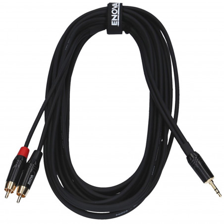 Enova PSMCLM-1 - Câble patch Mini Jack stéréo/2x RCA mono, 1 mètre, noir