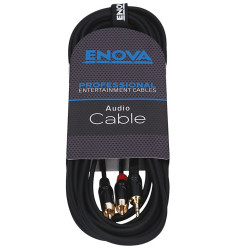 Enova PSMCLM-1 - Câble patch Mini Jack stéréo/2x RCA mono, 1 mètre, noir
