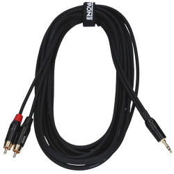 Enova PSMCLM-3 - Câble patch Mini Jack stéréo/2x RCA mono, 3 mètres, noir