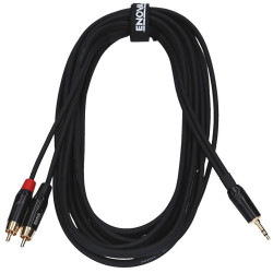 Enova PSMCLM-6 - Câble patch Mini Jack stéréo/2x RCA mono, 6 mètres, noir