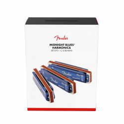 Pack de 3 Harmonicas Fender Midnight Blues (avec étui)