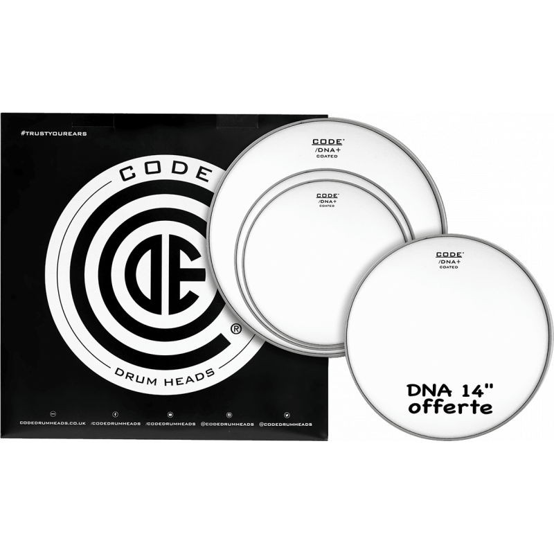 Code Drumheads TPDNACTDS - Pack peaux 12" 13" 16" DNA sablées Standard + DNA sablée 14"