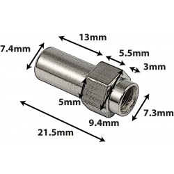Sparedrum SN-HE-21B - Cheminée 21.5mm Tête Hexagonale - Laiton (x4)