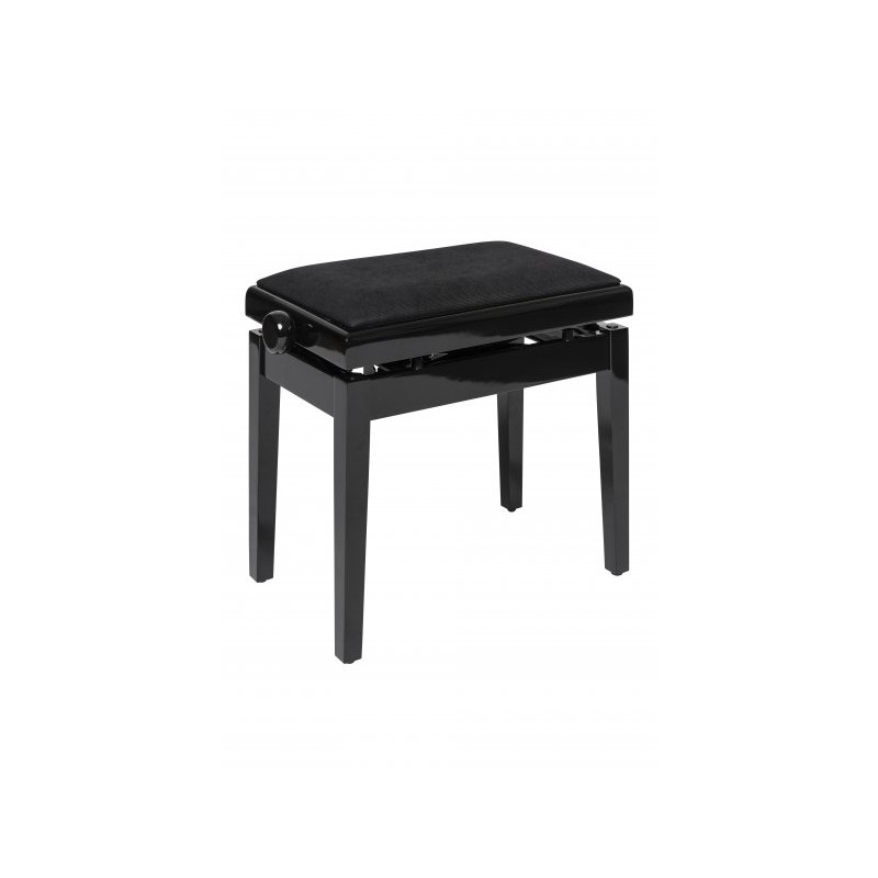 Stagg PBH 390 BKP VBK - Banquette de piano, hydraulique, noir brillant avec pelote en velours noir ignifugée