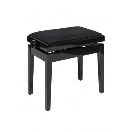 Stagg PBH 390 BKP VBK - Banquette de piano, hydraulique, noir brillant avec pelote en velours noir ignifugée