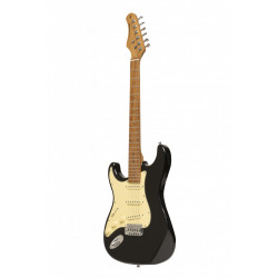 Stagg SES-55 BLK LH - Guitare électrique série 55 avec corps en paulownia massif, modèle gaucher