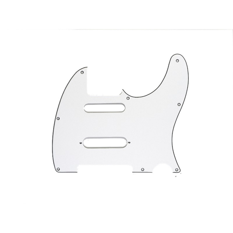 All parts PG9563-033 - Pickguard pour guitare électrique Télécaster coupe stratocaster - 3 ply 8 trous - Blanc