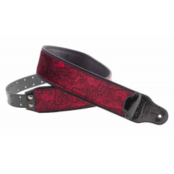 Righton J-PAISLEY - Sangle guitare velours avec porte médiators - Rouge