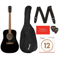 Pack Fender FA-115 Dreadnought - Noire - touche noyer