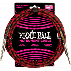 Ernie ball 6394 - Câble jack-jack instrument rouge et noir - 3m