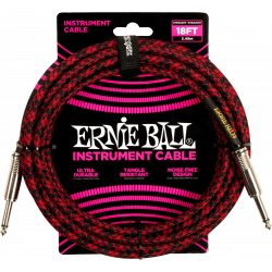Ernie ball 6396 - Câble jack-jack instrument rouge et noir -  5,5m