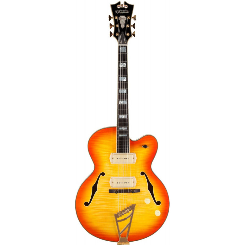 D'Angelico Excel 59 Sunburst EX59SB - Guitare électrique demi caisse (+ étui) - Stock B