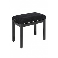 Stagg PB36 BKP VBK - Banquette de piano, noir brillant, avec pelote en velours noir