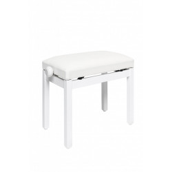 Stagg PB36 WHM VWH - Banquette de piano, blanc mat, avec pelote en velours blanc