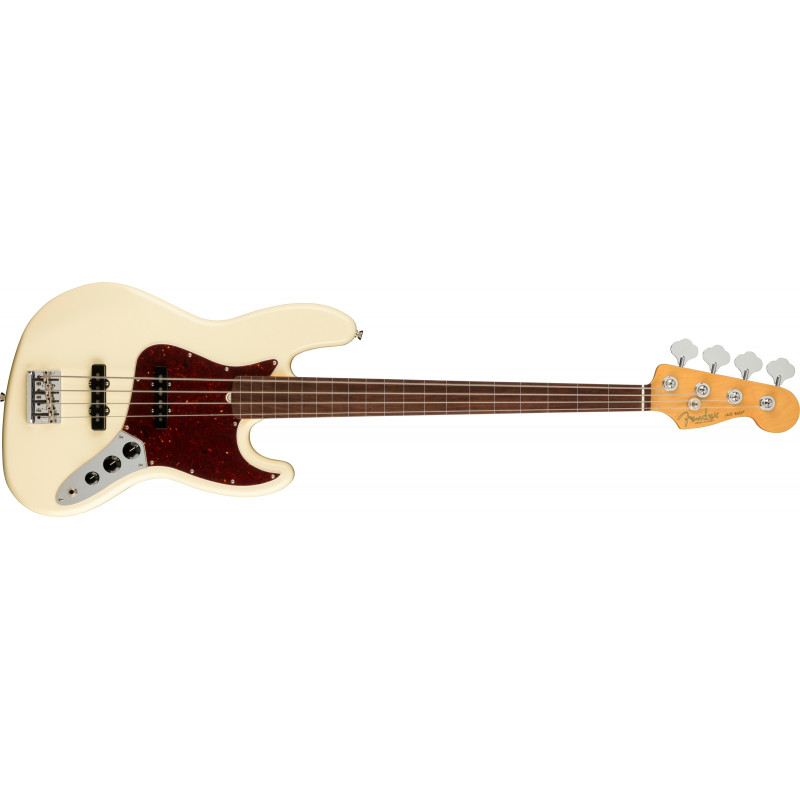 Fender American Professional II Jazz Bass Fretless, touche palissandre, Olympic White
