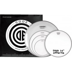 Code drumheads - Pack peaux DNA Transparente Fusion 10" 12" 14" 20" + 14" DNA offerte
