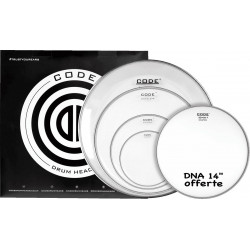 Code drumheads FPDNACLRR - Pack peaux DNA Transparente Rock 10" 12" 16" 22" + 14" DNA offerte