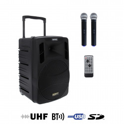 Power Acoustics BE 9412 V2 - Sono Portable CD MP3/SD/USB/DIVX/Bluetooth + 2 Micros Main UHF