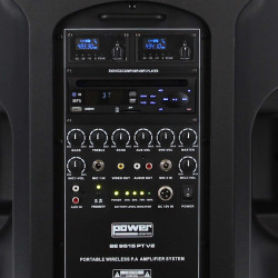 Power Acoustics BE 9515 PT V2 - Sono Portable Lecteur CD MP3/SD/USB/DIVX/Bluetooth + 2 Micros Main et 2 Serre-Tête UHF