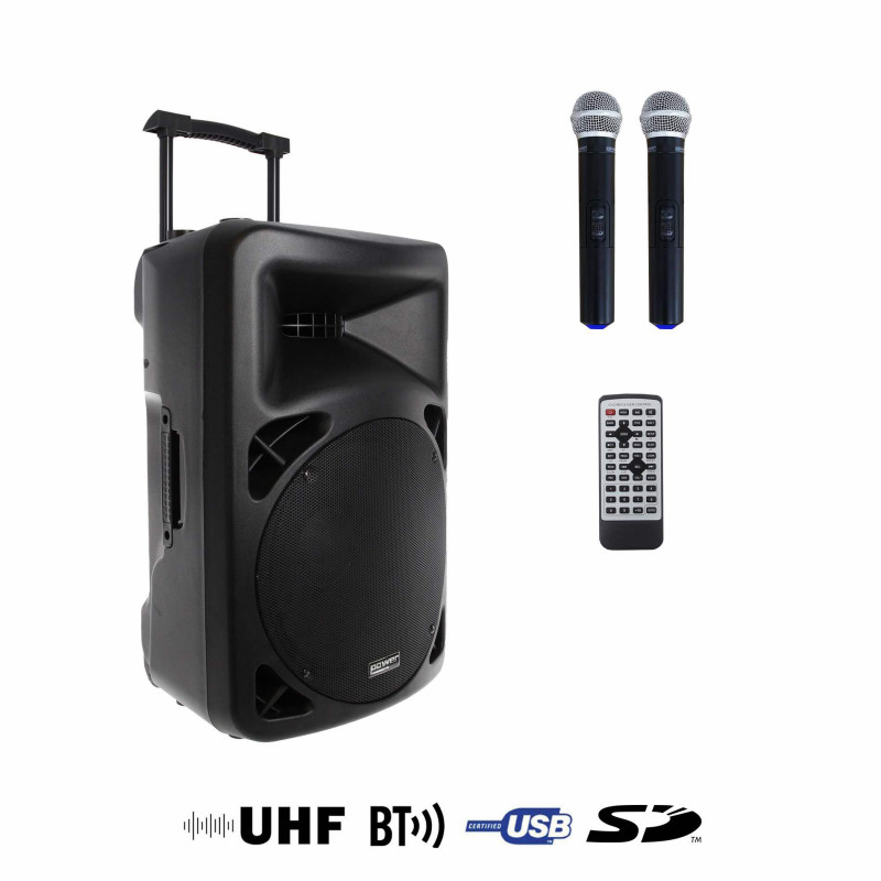 Power Acoustics BE 9700 MEDIA V2 - Sono Portable Lecteur SD/USB/Bluetooth + 2 Micros Main UHF
