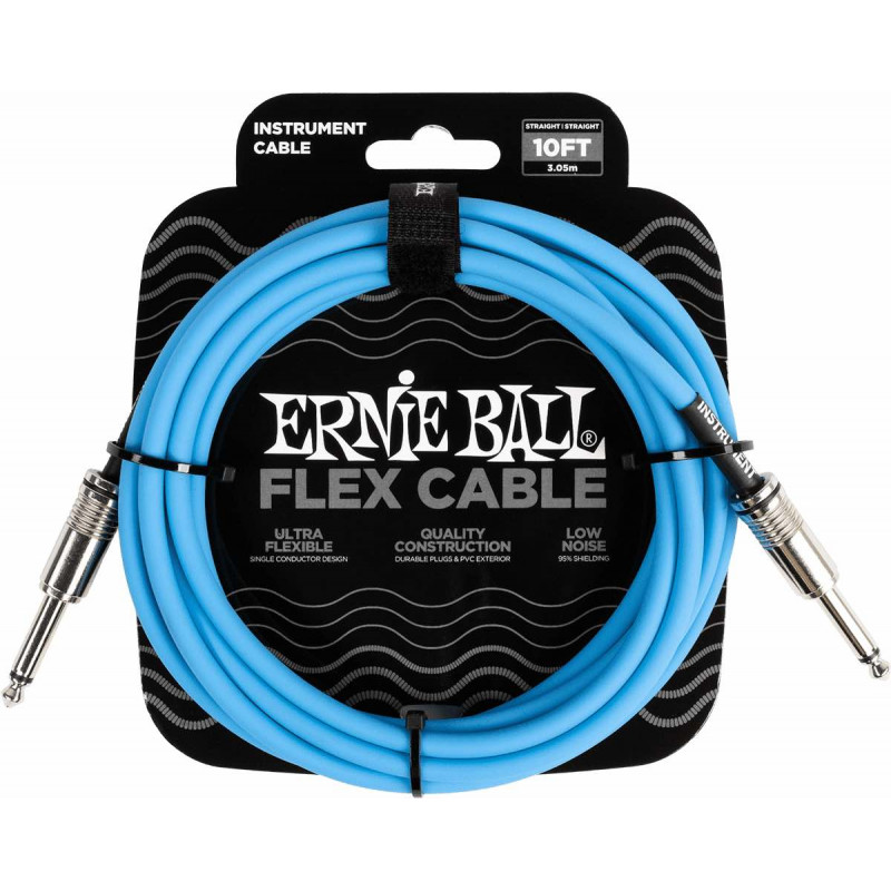 Ernie Ball 6412 - Câble jack-jack série flex 3m - Bleu