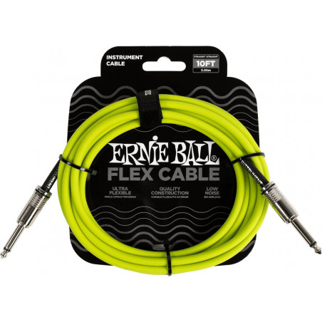 Ernie Ball 6414 - Câble jack-jack série flex 3m - Vert
