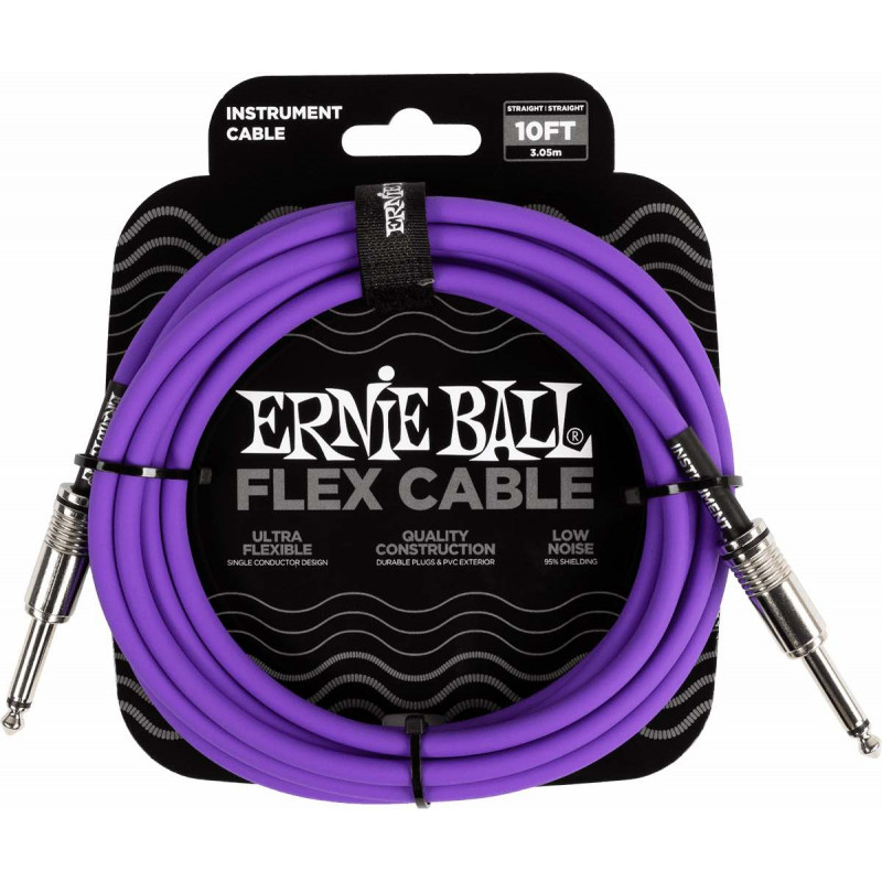 Ernie Ball 6415 - Câble jack-jack série flex 3m - Violet