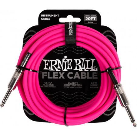 Ernie Ball 6418 - Câble jack-jack série flex 6m - Rose