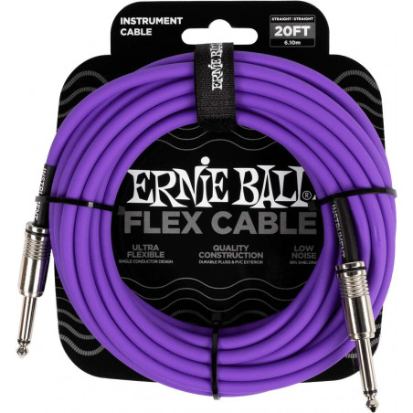 Ernie Ball 6420 - Câble jack-jack série flex 6m - Violet