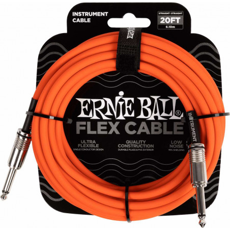 Ernie Ball 6421 - Câble jack-jack série flex 6m - Orange
