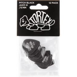 Dunlop 482P73 - sachet de 12 médiators - Tortex pitch black jazz III 0,73mm
