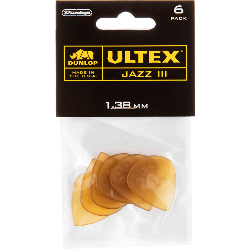 Dunlop 427P138 - sachet de 6 médiators - Ultex jazz iii 1,38mm