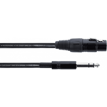 Cordial EM0.5FV - Câble audio xlr femelle / jack stéréo - 50 cm