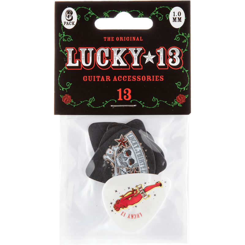 Dunlop L13BP10 - Lucky 13 series II, player's pack 6 médiator - 1.00 mm