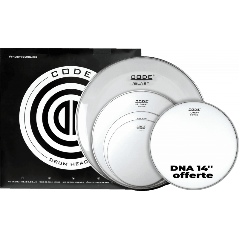 Code Drumheads FPSIGSMOR - Tom full pack signal smooth rock 10/12/16/22 + cc 14" dna coated
