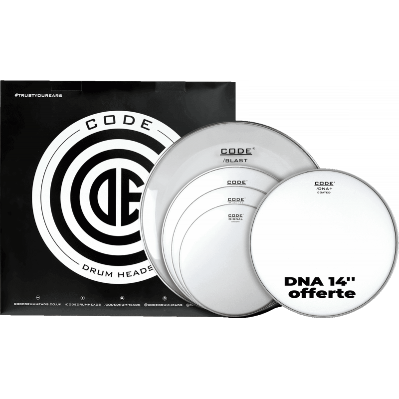 Code Drumheads FPSIGSMOF - Tom full pack signal smooth fusion 10/12/14/20 + cc 14" dna coated