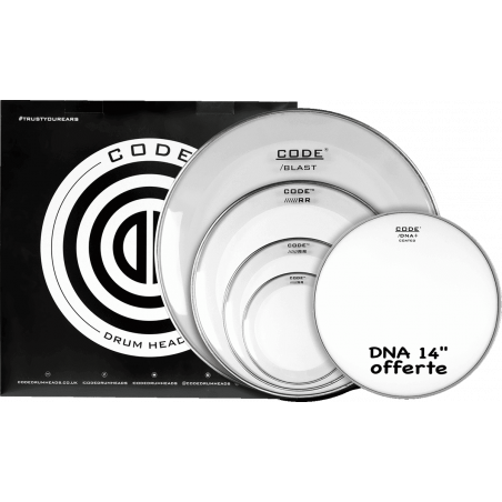 Code Drumheads FPRRCLRR - Tom full pack reso ring clear rock 10/12/16/22 + cc 14" dna coated