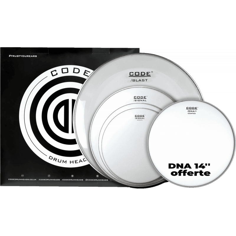 Code Drumheads FPSIGSMOS - Tom full pack signal smooth standard 12/13/16/22 + cc 14" dna coated