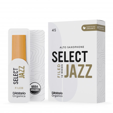 D'Addario  - 10 Anches Sax alto Organic Select Jazz, coupe française, force 4 Soft