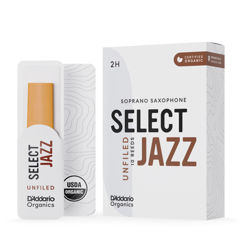 D'Addario  - 10 Anches Sax soprano Organic Select Jazz, coupe américaine, force 2 Hard