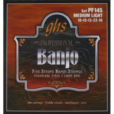 GHS PF145 - Medium light !10-12-13-22-10 - jeu de cordes banjo