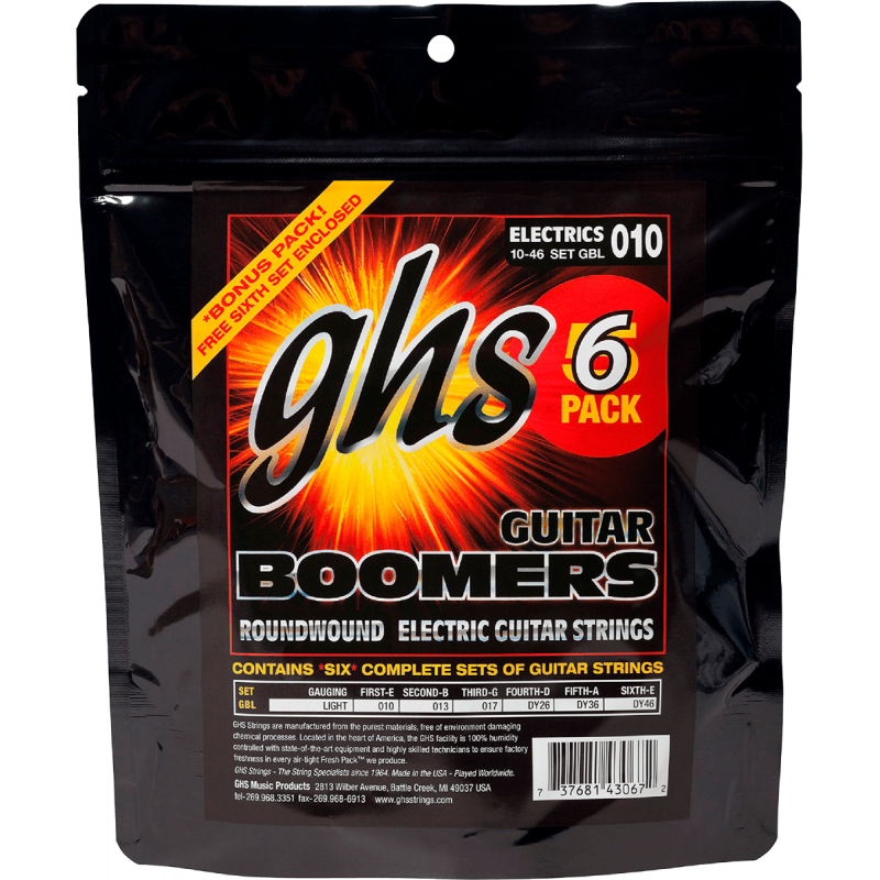 GHS GBL-5 - Boomers light 10-46 pack 5+1 - Jeu guitare électrique