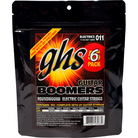 GHS GBM-5 - Boomers medium 11-50 pack 5+1 - Jeu guitare électrique